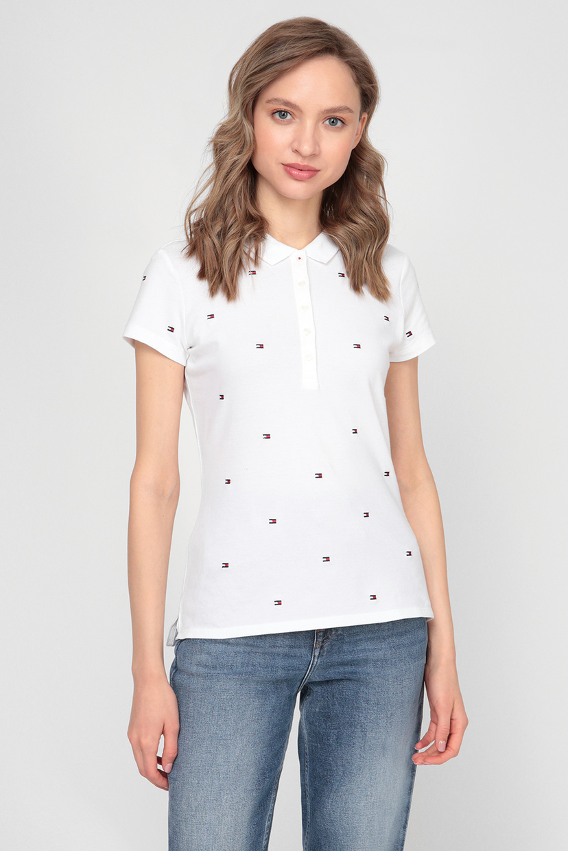 

Женское белое поло SLIM ALL OVER FLAG Tommy Hilfiger L WW0WW31283