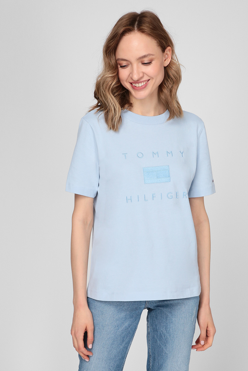 

Женская голубая футболка REGULAR TONAL C-NK Tommy Hilfiger L WW0WW29582