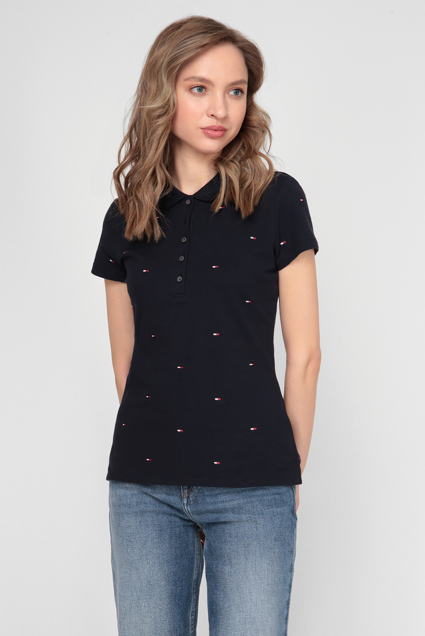 

Женское темно-синее поло SLIM ALL OVER FLAG Tommy Hilfiger L WW0WW31283