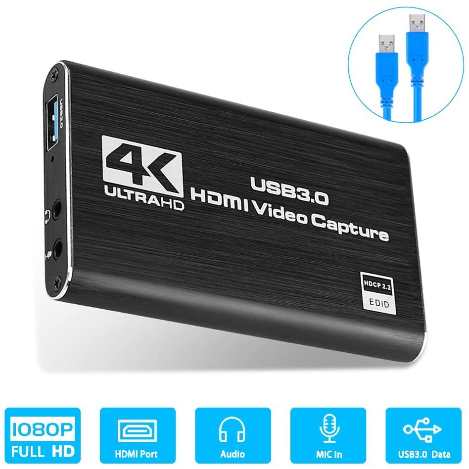 Внешняя карта видеозахвата 4K HDMI в USB 3.0 c микрофонным входом и ...