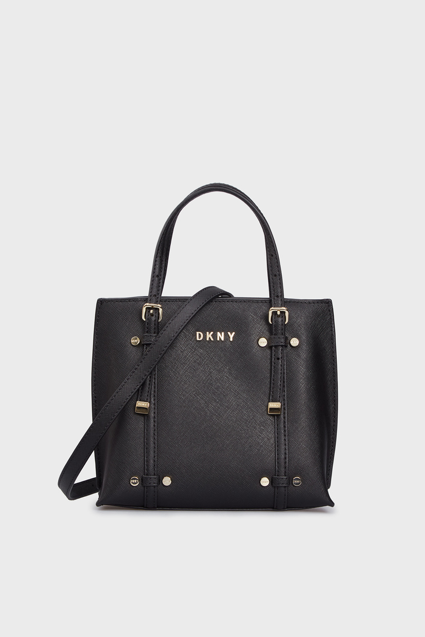

Женская черная кожаная сумка через плечо DKNY OS R03E1J55