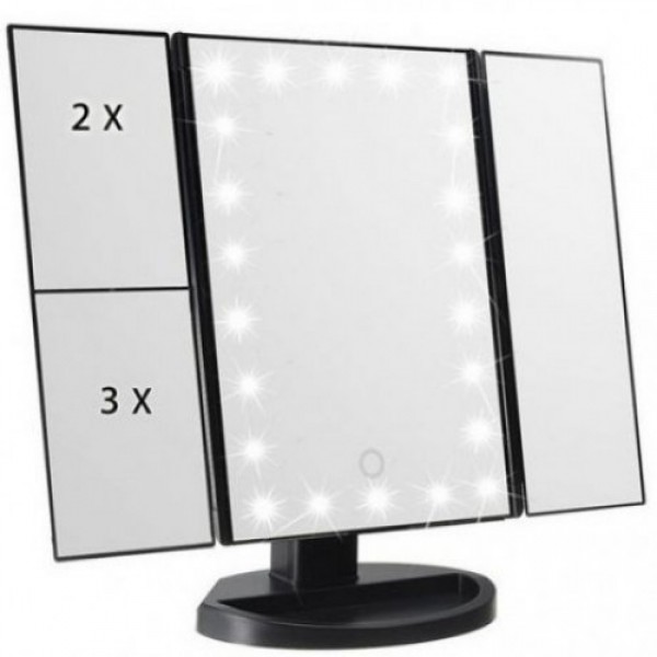 

Зеркало с подсветкой 22 LED SuperStar mirror с боковыми зеркалам Black