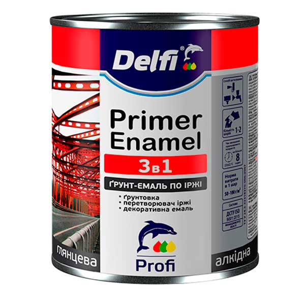 

Ґрунт-емаль по іржі 3 в 1 Delfi - 2,8 кг, графіт