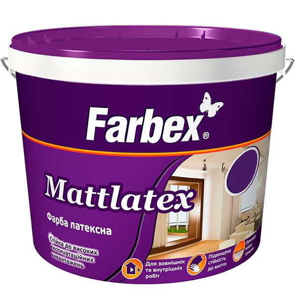 

Фарба латексна «Mattlatex» Farbex - 14 кг, білий матовий