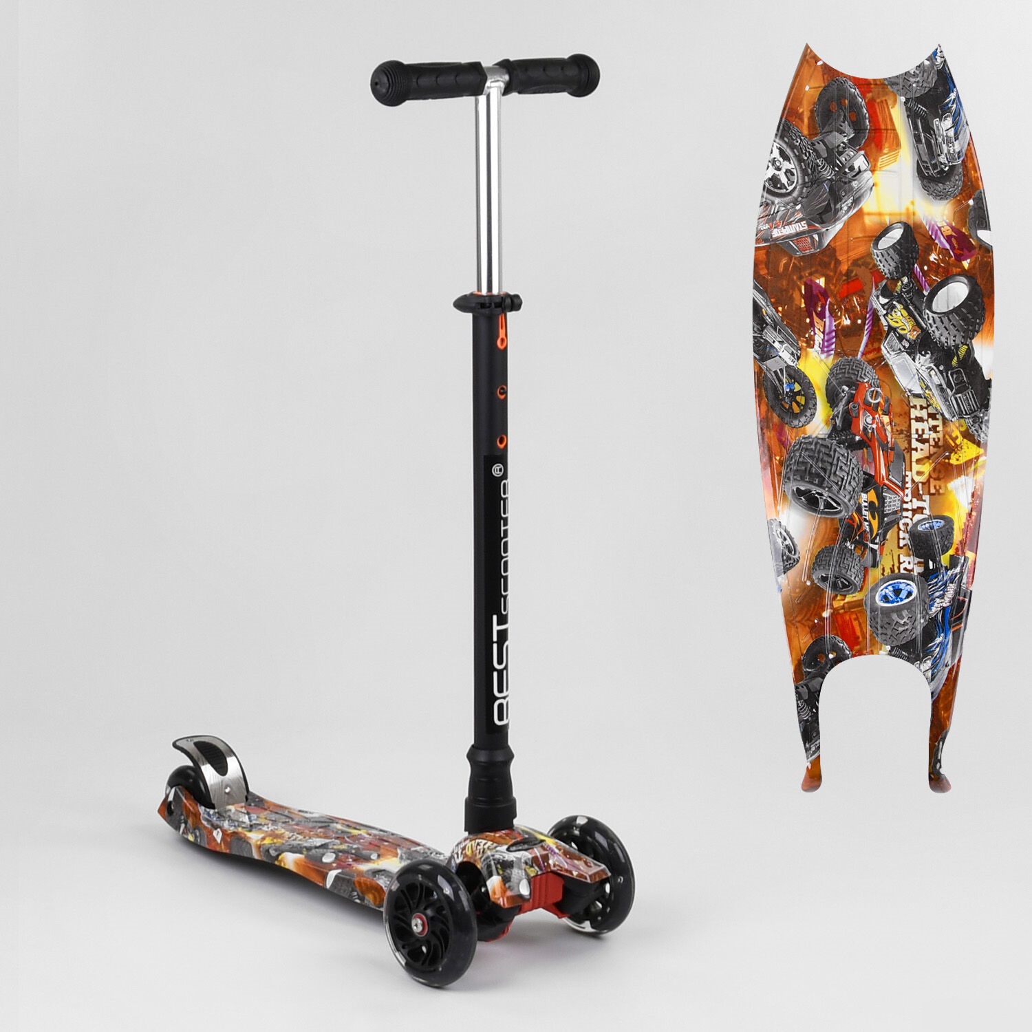 

Самокат 779-1537 Maxi Best Scooter 3 Светящихся Колеса, Трубка Руля Алюминиевая