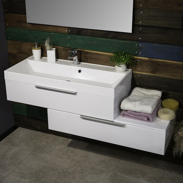 

Тумба Fancy Marble Tristan 1000 L (Tristan 1000 + 0410101) белая левая с раковиной Signe и столешницей в цвете Mersey Тумба Fancy Marble Tristan 1400 белая со столешницей в цвете Mersey (19037)