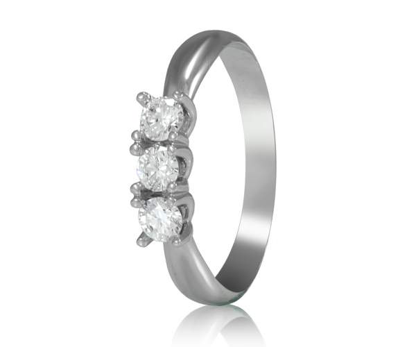 

Кольцо из белого золота с тремя бриллиантами "Премиум", КД7534/1, 17.5 размер