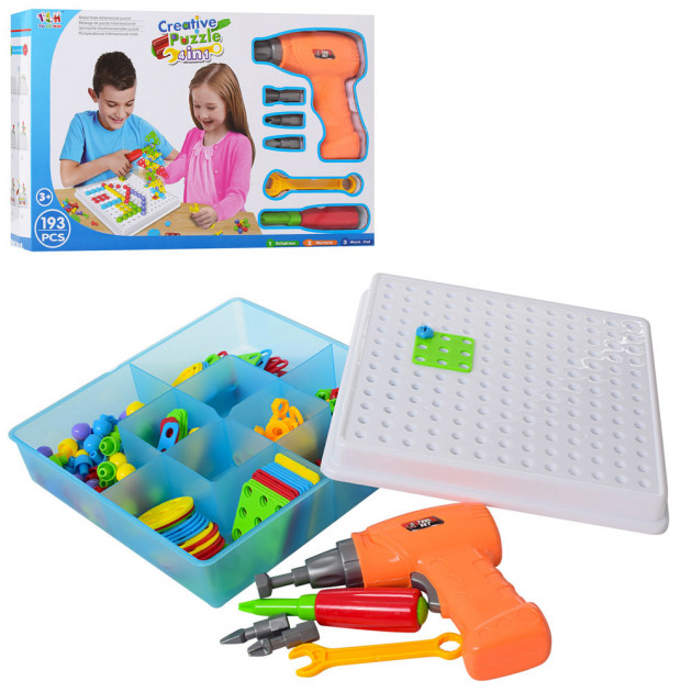 

Винтовая мозаика с шуруповертом детский конструктор на 193 детали Creative Puzzle Pro Разноцветный (1880)