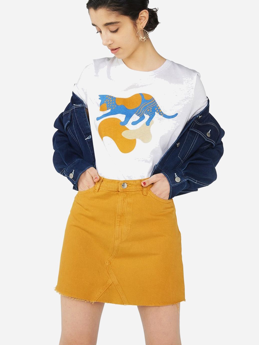 

Юбка джинсовая Monki 0612181  Песочная, Юбка джинсовая Monki 0612181 34 Песочная