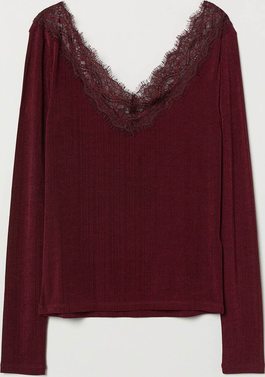 

Лонгслив H&M 0615141 S Бордовый