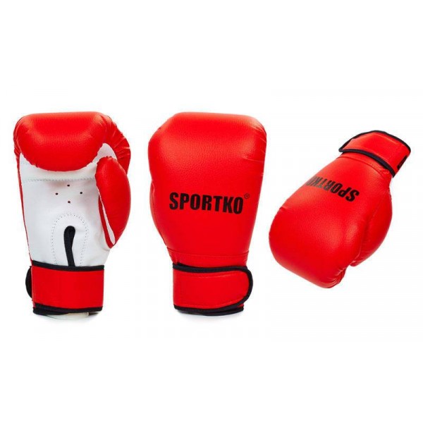 

Перчатки боксерские Кожвинил на липучке SPORTKO (красный), Размер 10oz