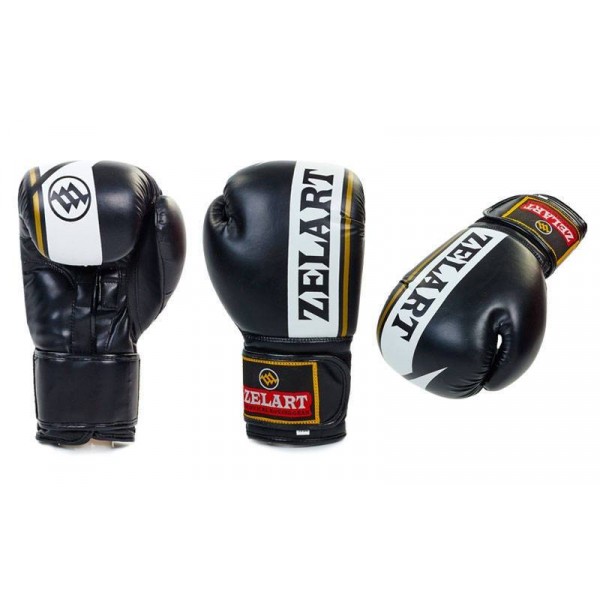 

Перчатки боксерские FLEX на липучке ZEL (черный цвет), Размер 10oz