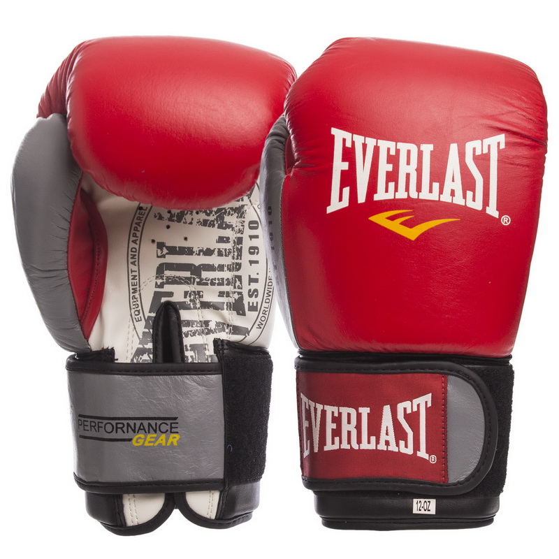 

Перчатки боксерские кожаные на шнурках EVERLAST красные, Размер 12oz