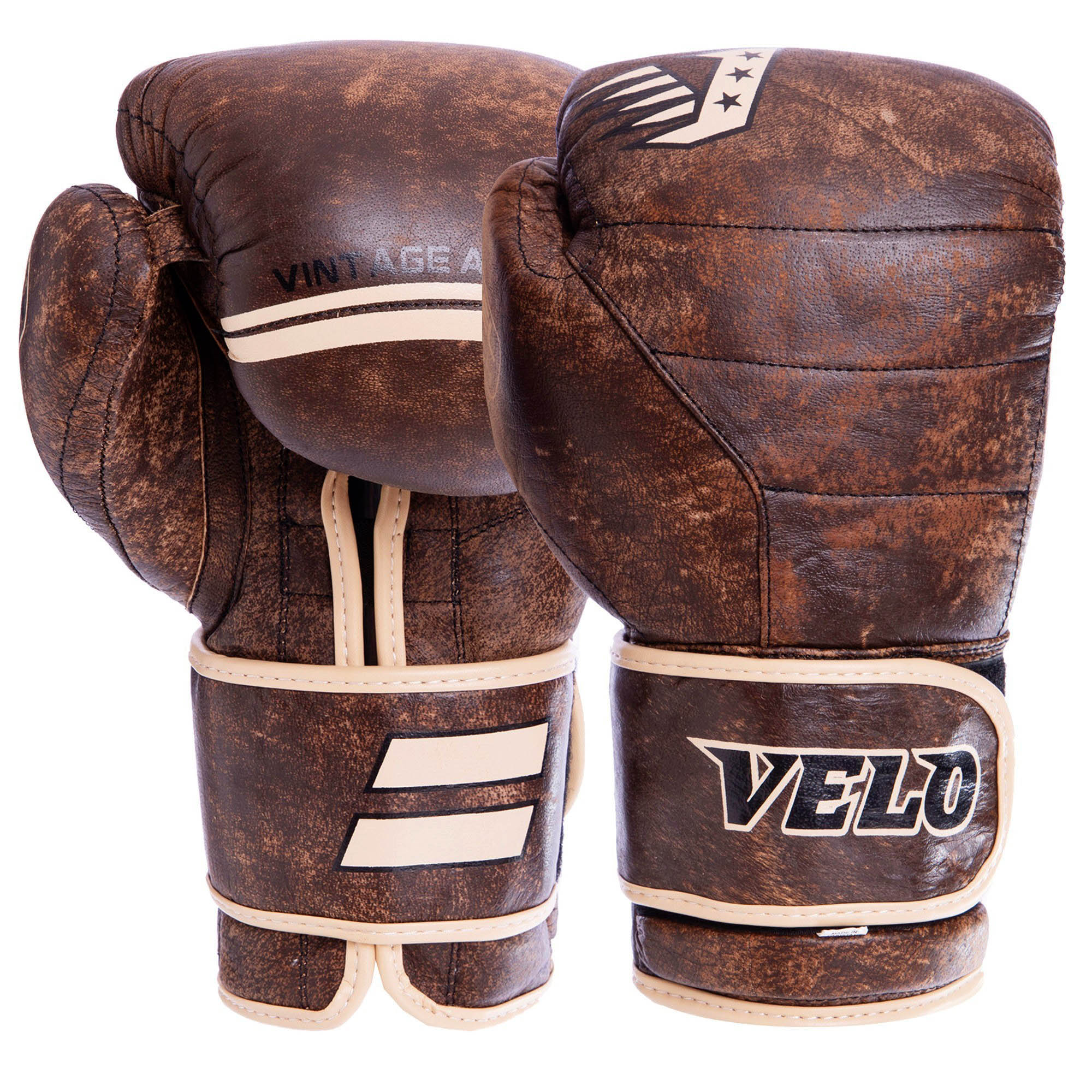 

Перчатки боксерские кожаные на липучке VELO (коричневые), Размер 14oz