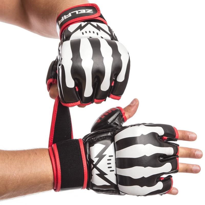 

Перчатки для смешанных единоборств MMA PU ZELART белые-чёрные-красные, Размер L