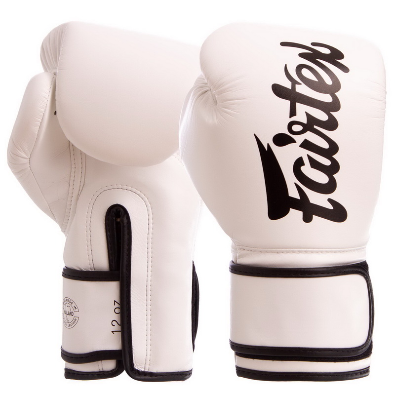 

Перчатки боксерские PU на липучке FAIRTEX белые, Размер 12oz