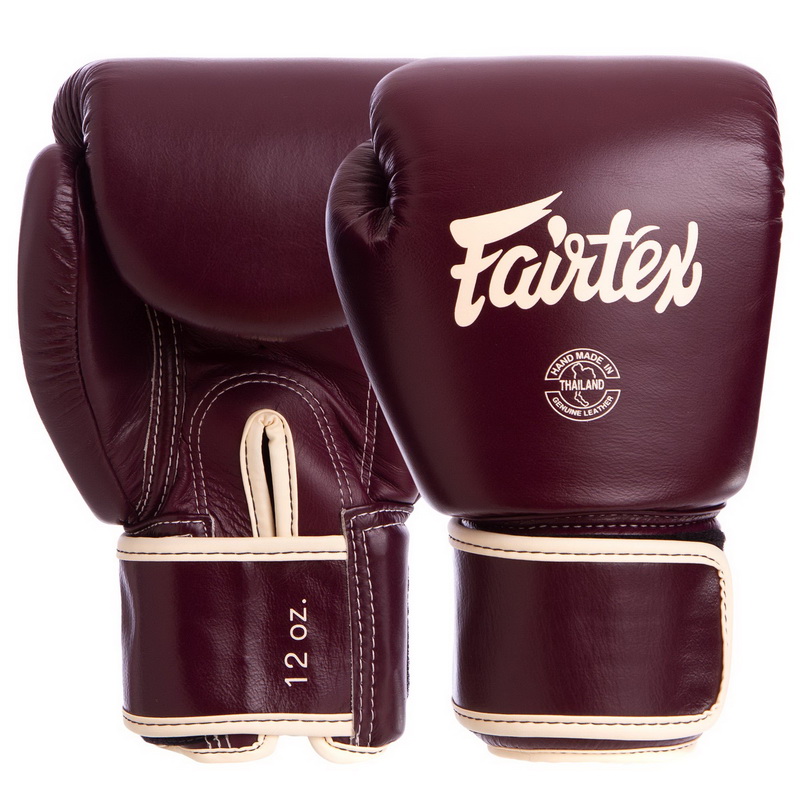 

Перчатки боксерские кожаные на липучке FAIRTEX бордовые, Размер 10oz