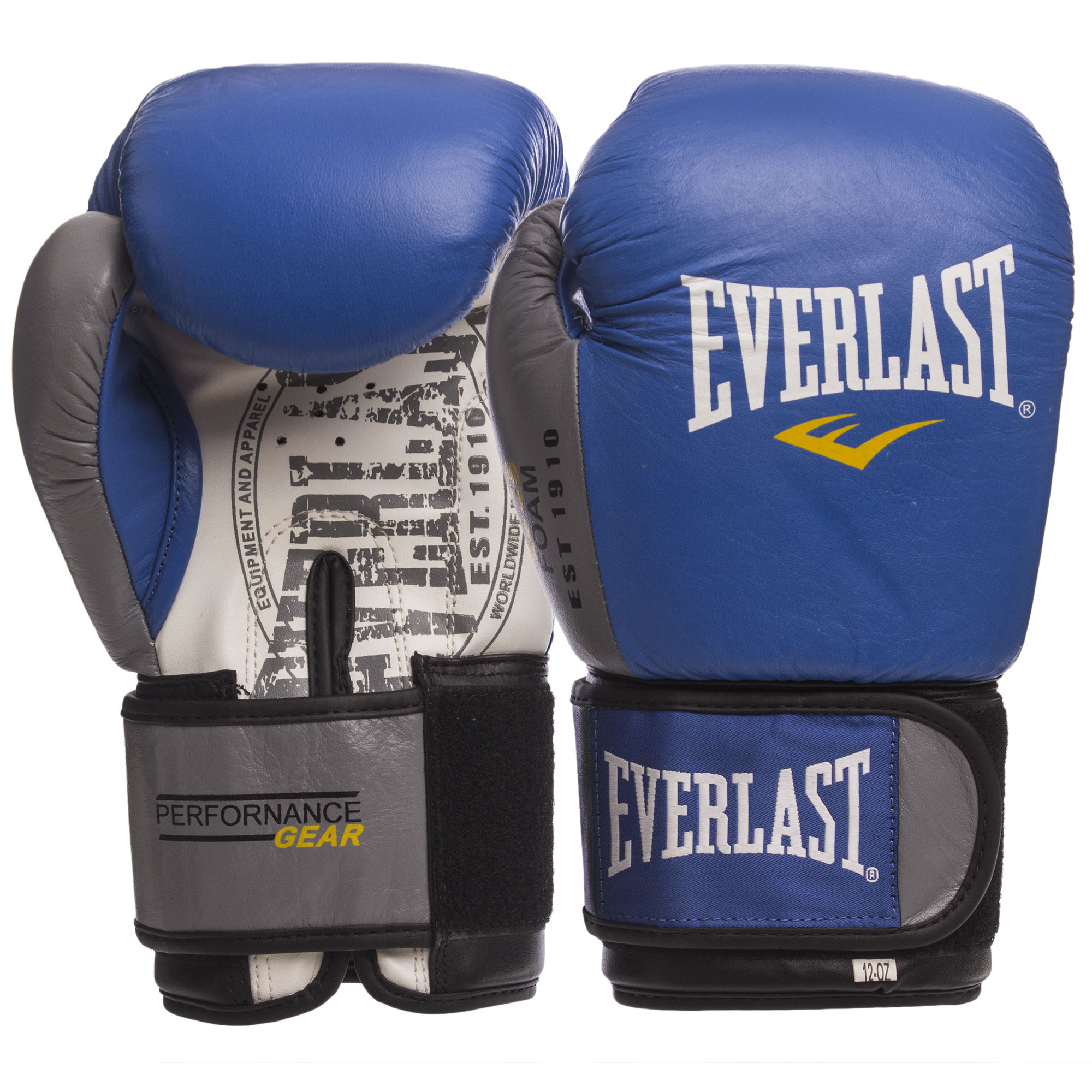 

Перчатки боксерские кожаные на шнурках EVERLAST синие, Размер 12oz