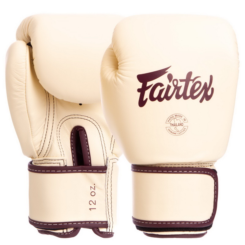

Перчатки боксерские кожаные на липучке FAIRTEX бежевые, Размер 14oz