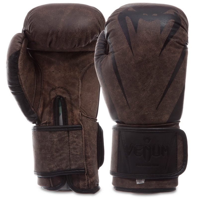 

Боксерские перчатки на липучке Venum коричневые, Размер 10oz