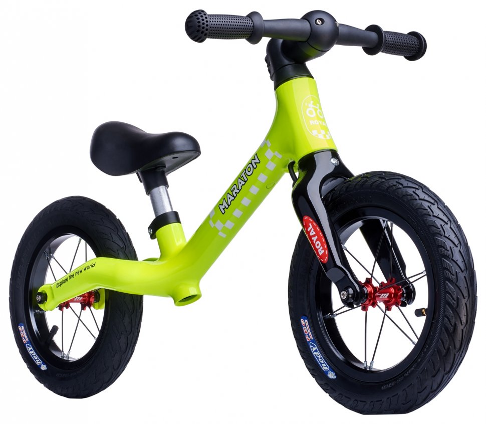 

Легкий беговел с карбоновой рамой Maraton Royal MAX | велобег с колесами 12" (Lime)