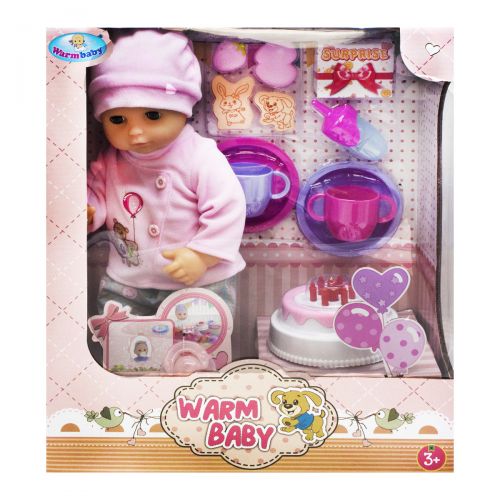 

Кукла-пупс Warm Baby «День рождения» 40 см с набором для чаепития в розовом (WZJ033A-1/2)