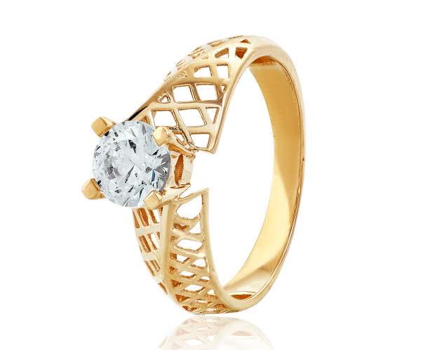 

Кольцо золотое с камнем SWAROVSKI Zirconia "Сети", КД4156SW, 17.5 размер