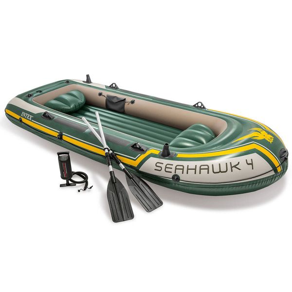 

Лодка Intex 68351 Seahawk 4 Set надувная пвх с веслами и насосом, 351 х 145 х 48 см, четырехместная