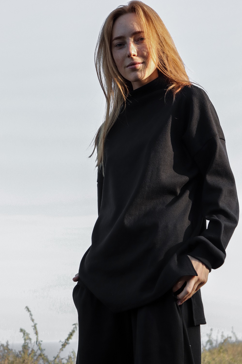 

Кофта "рубчик" SKRIPKA onesize черная S217