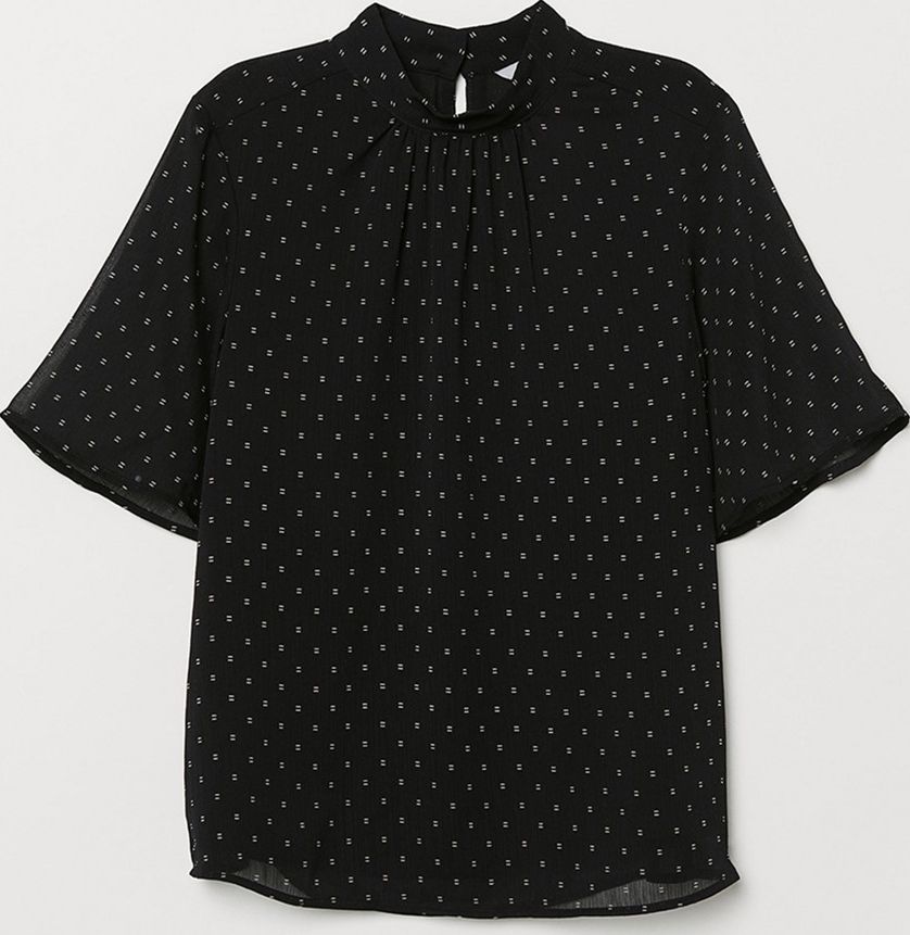 

Блузка H&M 680372  Черная с белым, Блузка H&M 680372 36 Черная с белым
