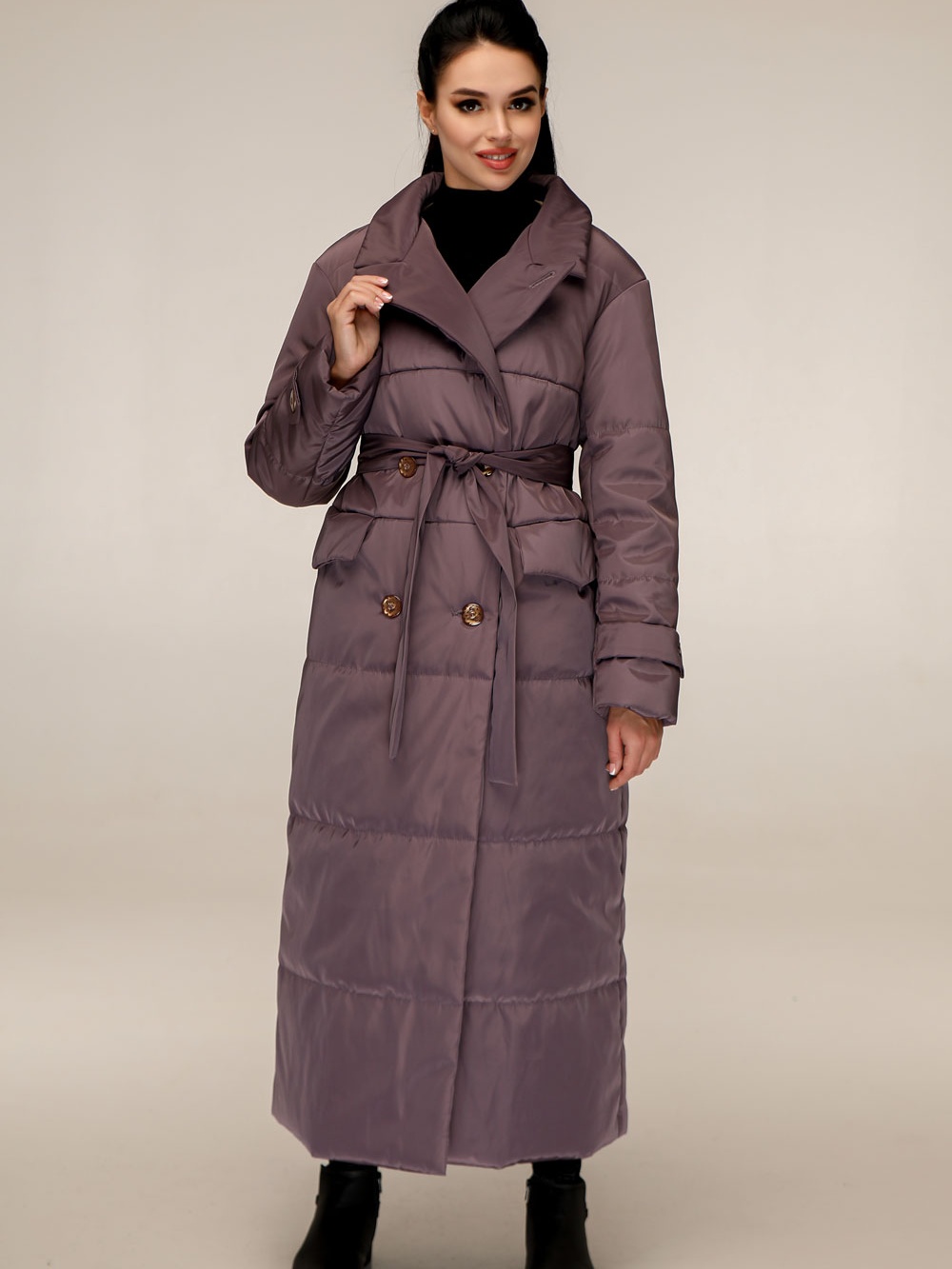 Акція на Куртка зимова довга жіноча Favoritti ПВ-1250 48 Рожева з коричневим від Rozetka