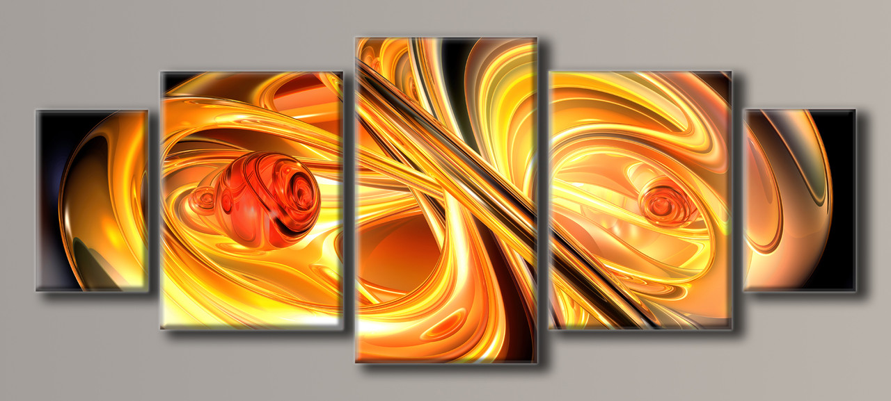 

Модульная картина на холсте Holst Art из 5-ти частей Оранжевая абстракция 98,5х245 см