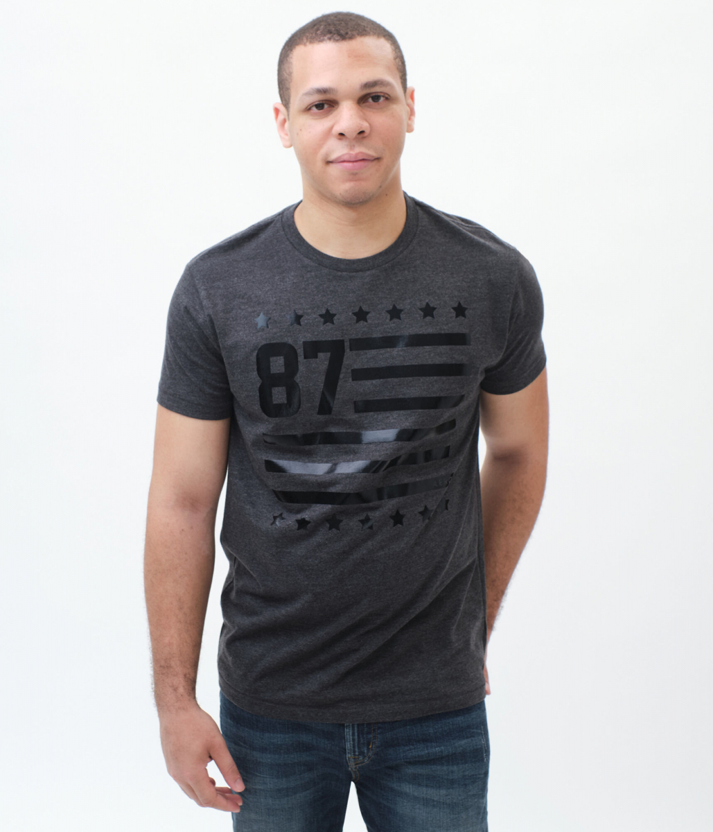 

Футболка AEROPOSTALE 87 Flag CHARCOAL HEATHER GREY 6776 00931295 S Серый