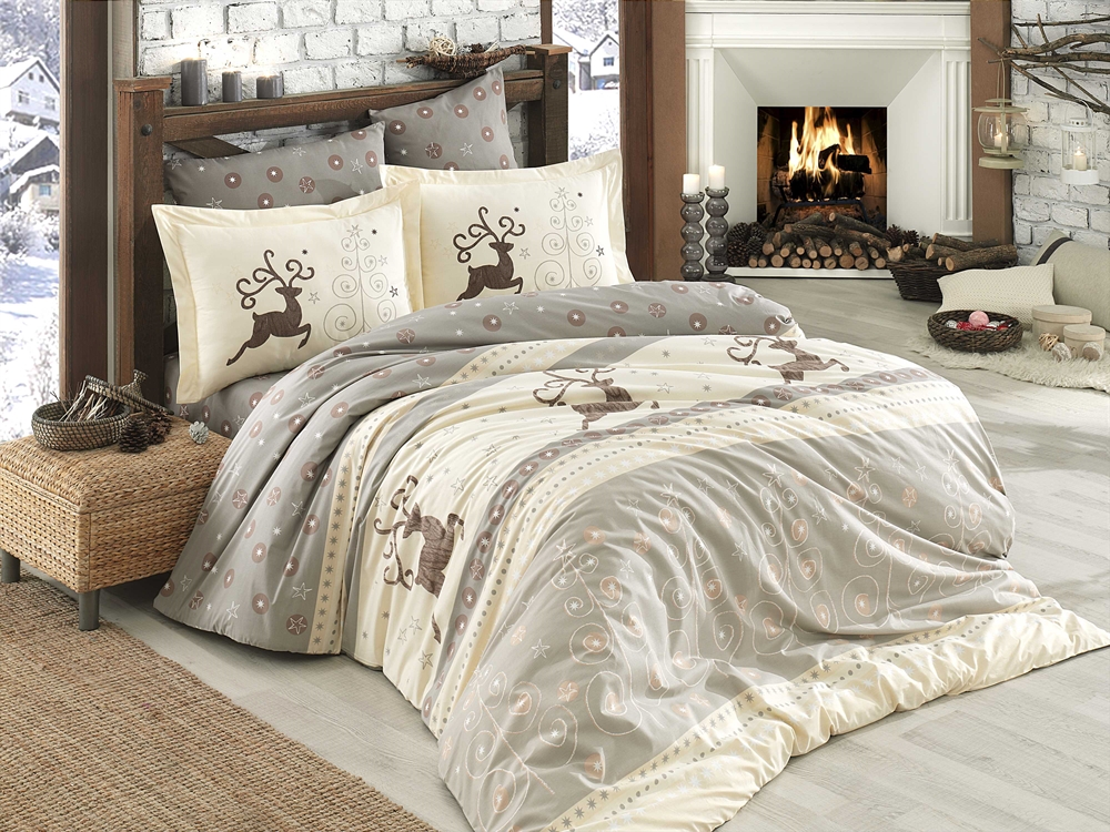 

Комплект постельного белья HOBBY Poplin Ludovica кремовый 160х220 см/1х50х70