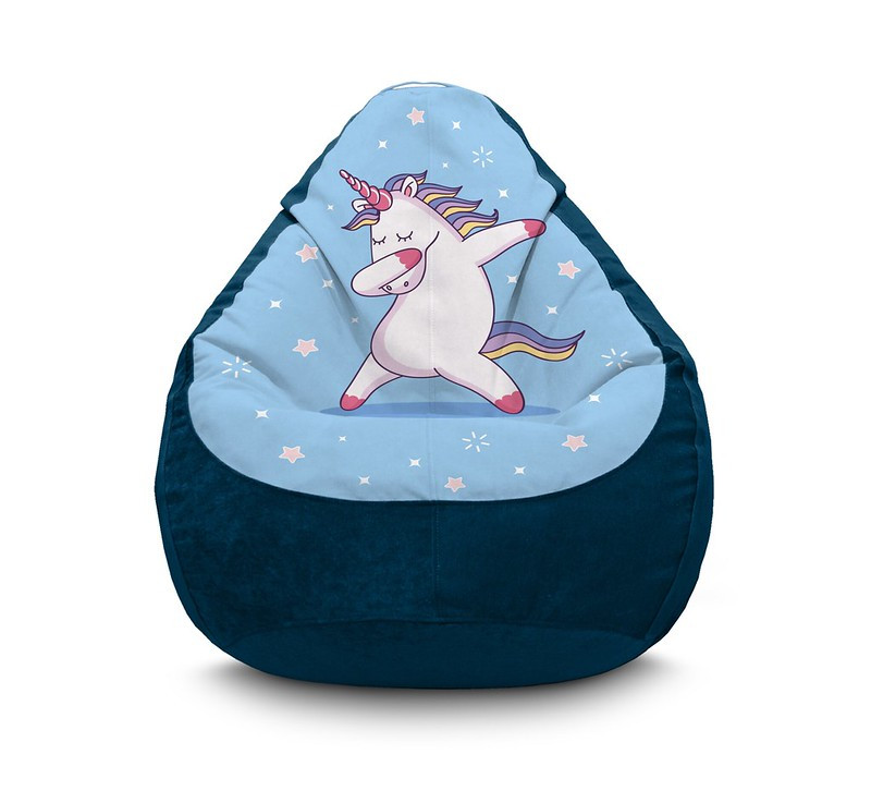 

Кресло мешок iPuff "Dance unicorn" Флок L (70x100 см) Синий
