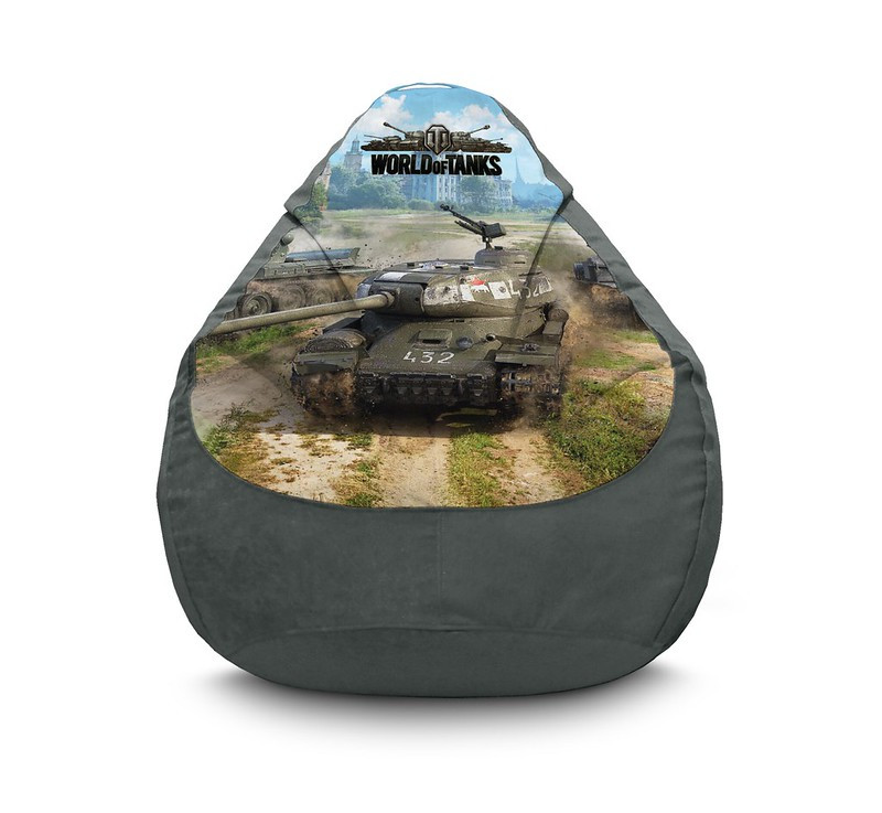 

Кресло мешок iPuff "World of Tanks. Tank on the road" Флок XXL (90х125 см) Серый