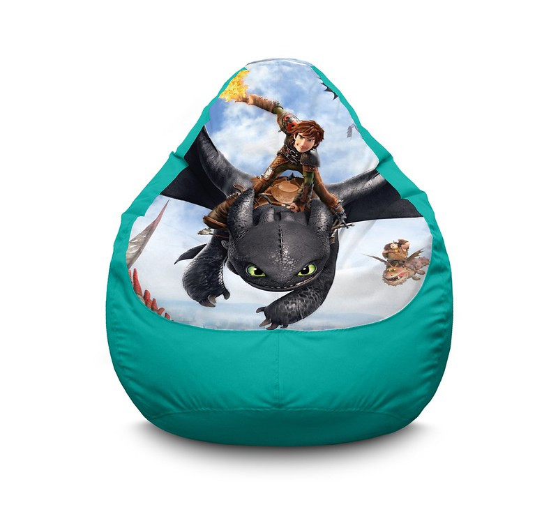 

Кресло мешок iPuff "Dragon. Hiccup and sword" Оксфорд XXL (90х125 см) Бирюзовый