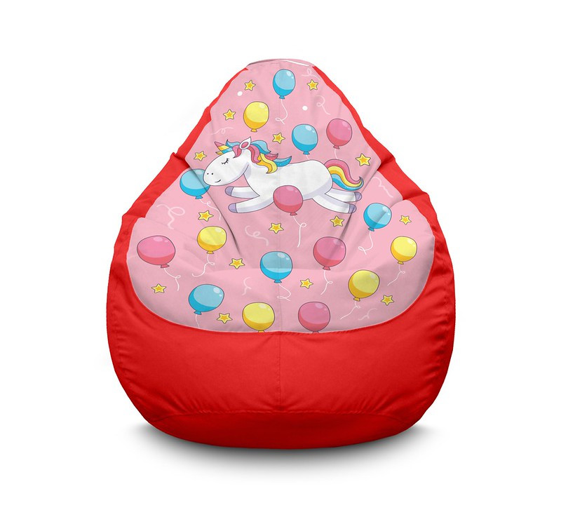 

Кресло мешок iPuff "Unicorn and balloon" Оксфорд L (70x100 см) Красный