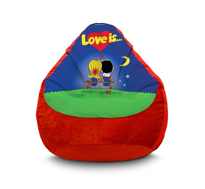 

Кресло мешок iPuff "Love is..." Флок XXXL (100х135 см) Красный
