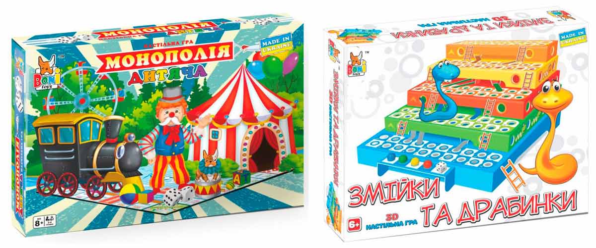 

Набор настольных игр Boni Toys Детская монополия и Змейки и лесенки (0042-325)
