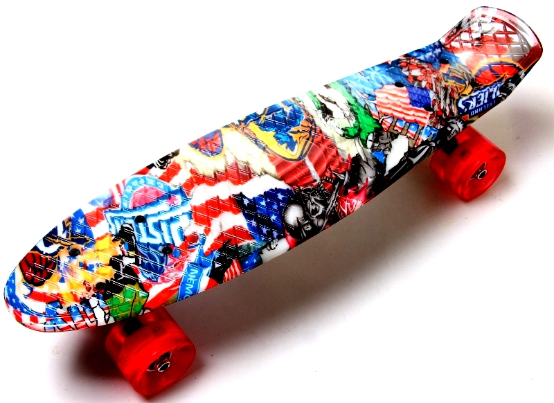 

Пенни борд (Penny Board) 22" со светящимися колесами и рисунком, "Graffiti" NBA