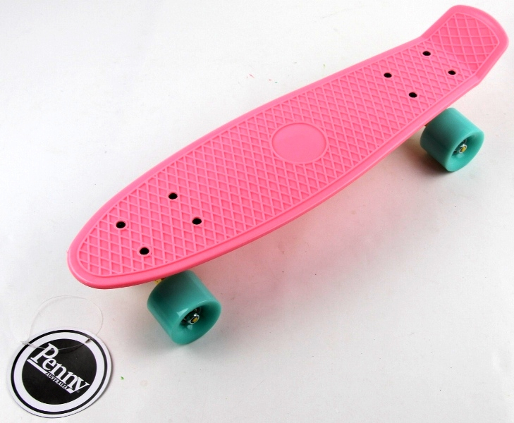 

Пенни борд (Penny Board) 22" "Pastel Series" с бирюзовыми колесами, Нежно-розовый