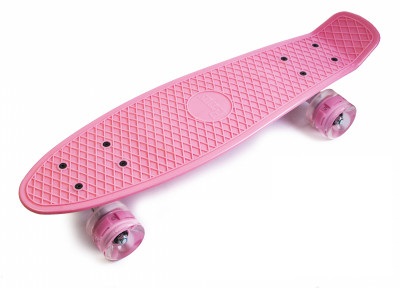 

Пенни борд (Penny Board) 22" "Pastel Series" со светящимися колесами, Нежно-розовый