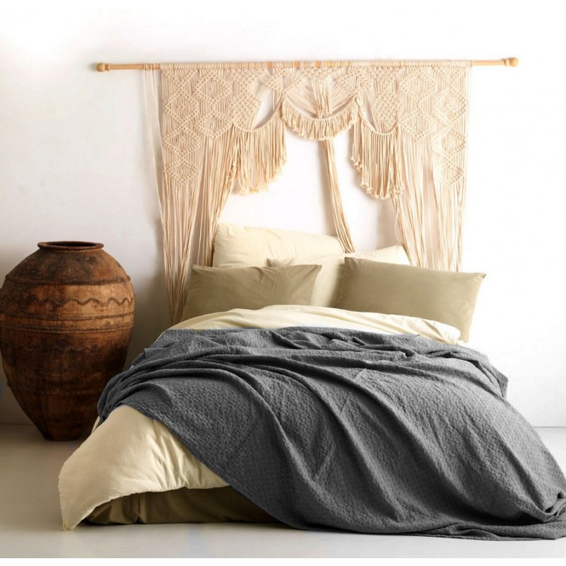 

Комплект покрывало хлопковое с наволочками SoundSleep Andalusia dark grey