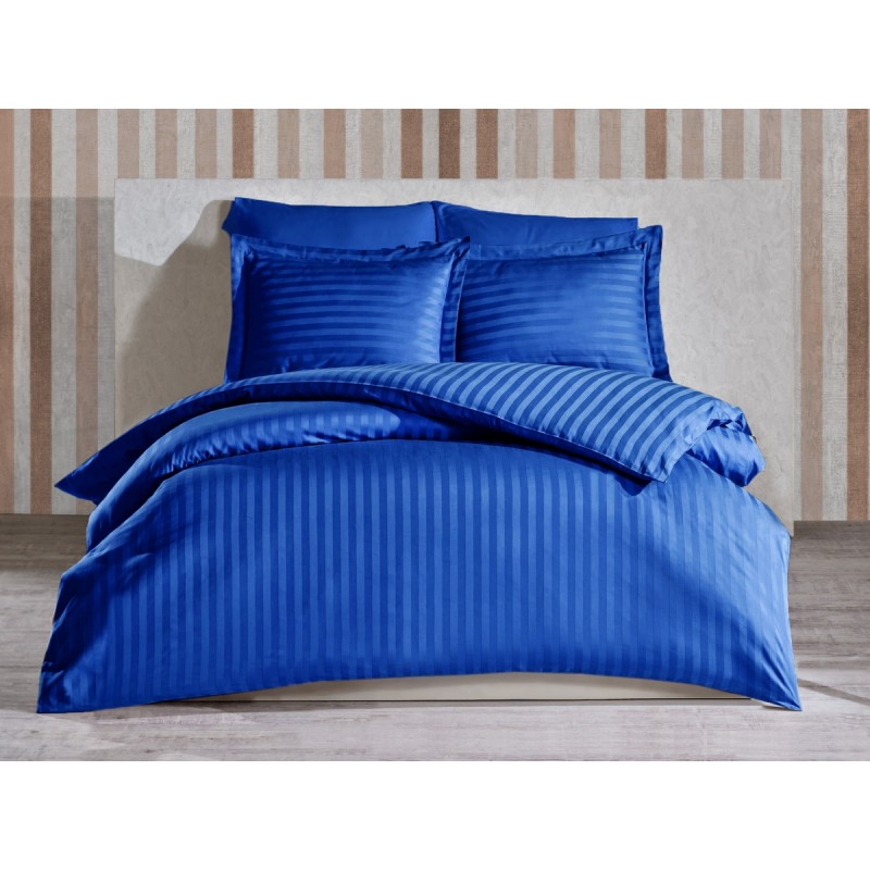 

Комплект постельного белья Stripe Dark Blue SoundSleep сатин-страйп темно-синий евро