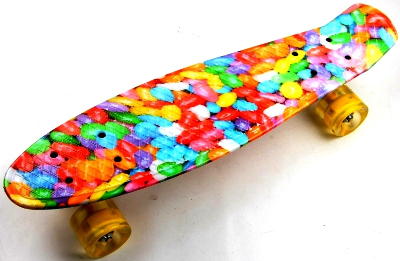 

Пенни борд (Penny Board) 22" со светящимися колесами и рисунком, "Caramel"