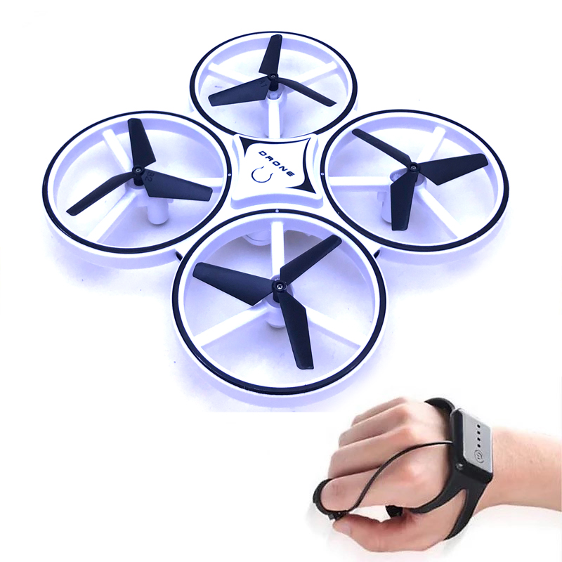 

Квадрокоптер с перчаткой управления рукой и датчиками препятствий Drone 928 белый
