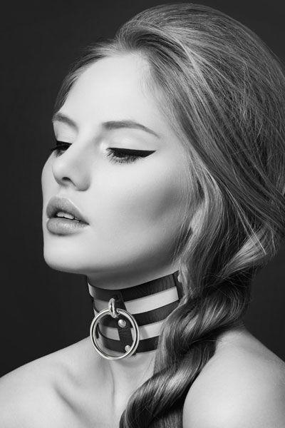 

Чокер тройной с кольцом для поводка Bijoux FETISH черный