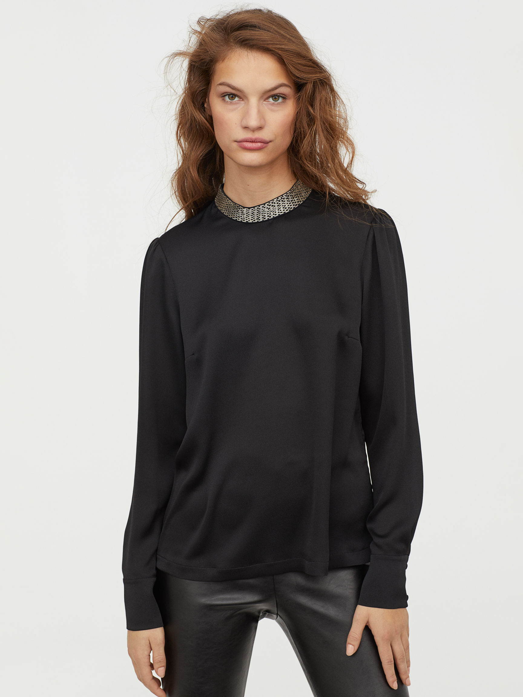 

Блузка H&M Gold 0663434-8  Черная, Блузка H&M Gold 0663434-8 44 Черная
