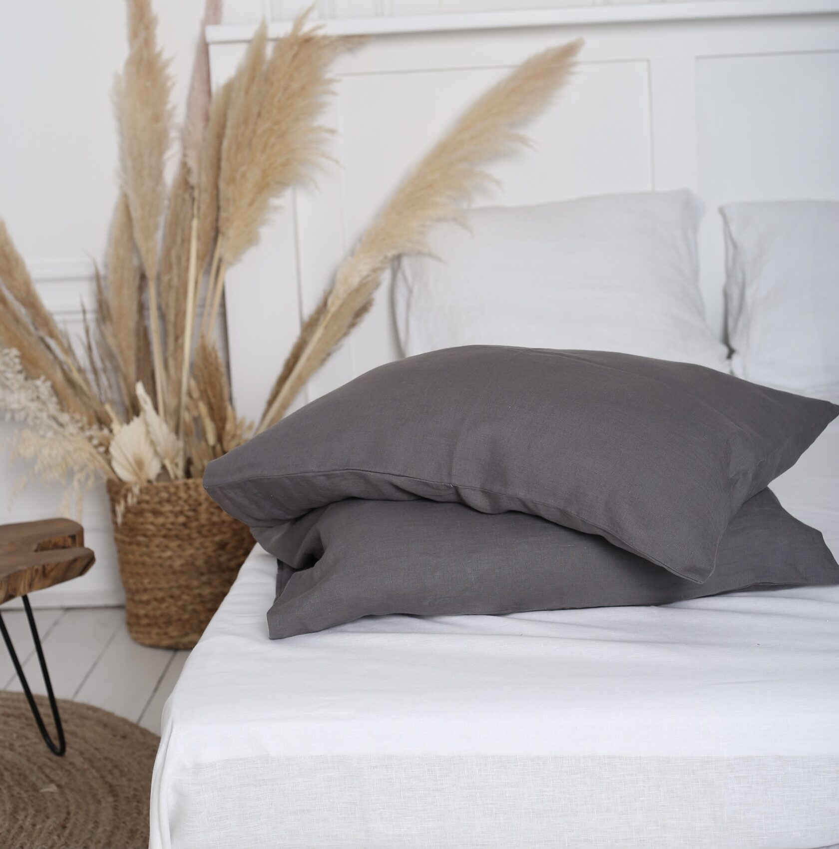 

Крафтова наволочка Luxury Linen на гудзиках льон 30х50 см 2шт Slate Gray